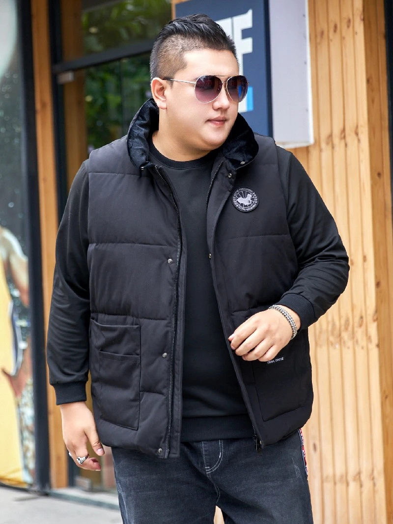 

Men's plus Size down Vest Large Goose Body Warm Stand Collar Jaet Thiened Faion Urban Sle Waterproof Polyester Fiber