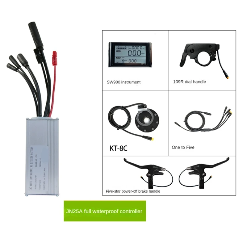 JN25A Controller Kit Electric Scooter Ebike Controller Kit SW900 Display Sine Wave Controller 36/48V 25A 750W