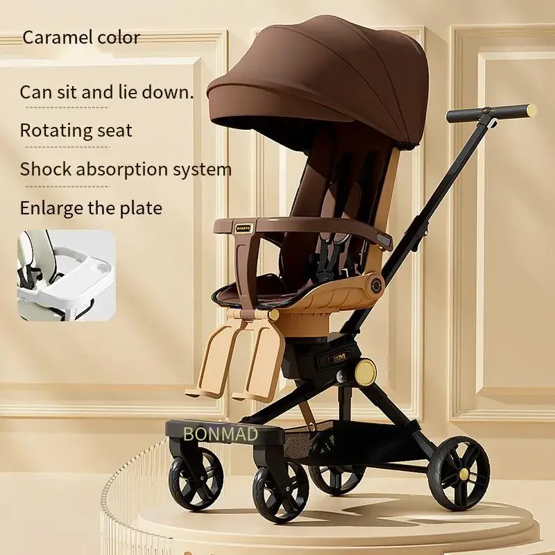 Baby Stroller High Landscape Lightweight Folding Travel Stroller Newborn Baby Two-way Swivel Seat Shock Absorption Stroller