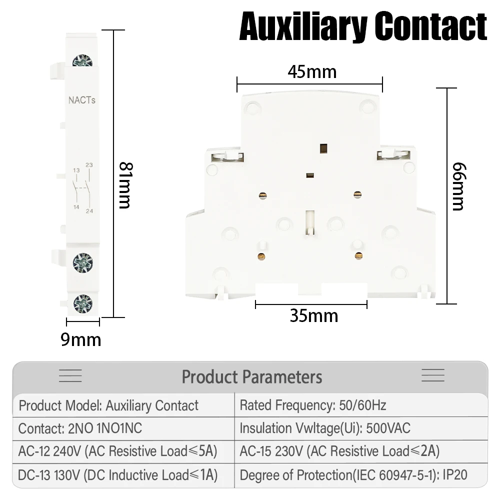 Din Rail Mounted Household Modular AC Contactor 2P 16A 20A 25A 2NO 2NC 1NO 1NC AC220V AC230V 50/60Hz For Smart Home House Hotel