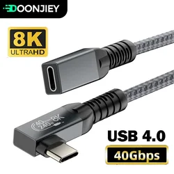 90 Degree Thunderbolt 4 USB C Extension Cable 40Gbps 8K@60Hz USB4 Type C Data Cable PD 240W USB-C Extender Charge Cable 0.2M