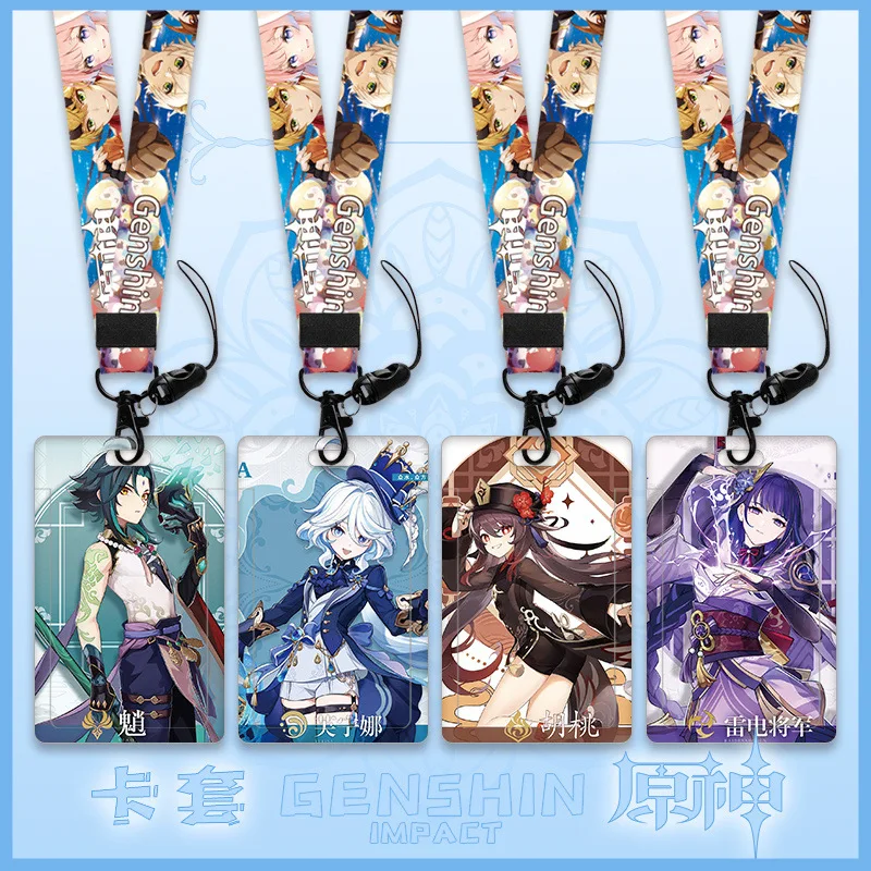 13 Styles Anime Genshin Impact Lanyard Strap Keychain Furina Raiden Shogun Yae Miko Keqing Zhongli wanderer Xiao Hu Tao Nahida