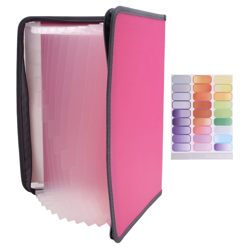 13 포켓 파일 폴더 보관함, 파일 상자 보관 가방, 지퍼 포함, A4 용지, 지폐, 문서 영수증에 적합