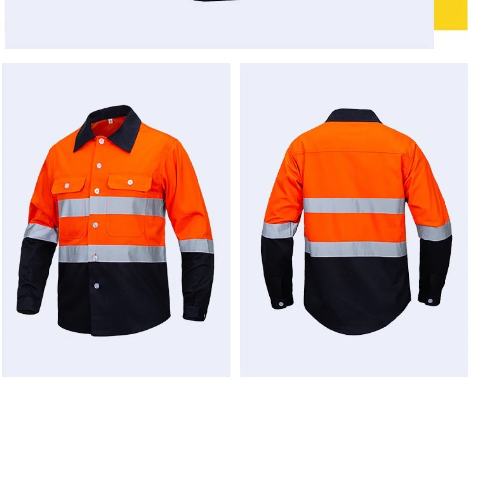 Safety Reflective Clothing Construction Site Highly Reflective Shirt Long Sleeved Night Construction Labor Protection Clothing