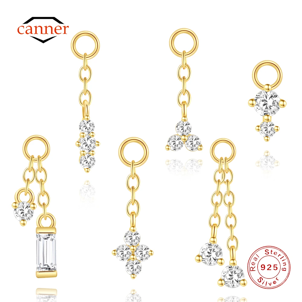 CANNER 1PC 925 Sterling Silver Y2k Colored CZ Chain Charm Accessories DIY Jewelry Earring Bracelet Necklace Accessories Gift