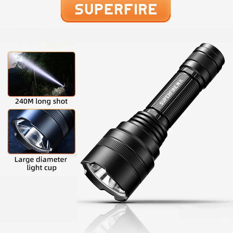 SUPERFIRE C5-X Flashlight Super Bright Long Range 240M Portable Waterproof Torchlight For Outdoor Night Working Hiking