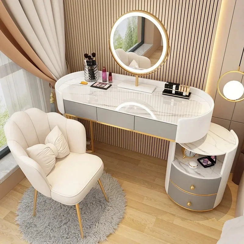 Luxury Storage Dressing Table Makeup Vanity Organizer Desk Laden Dressing Table Bedside Armoires De Salon Mirror Furniture