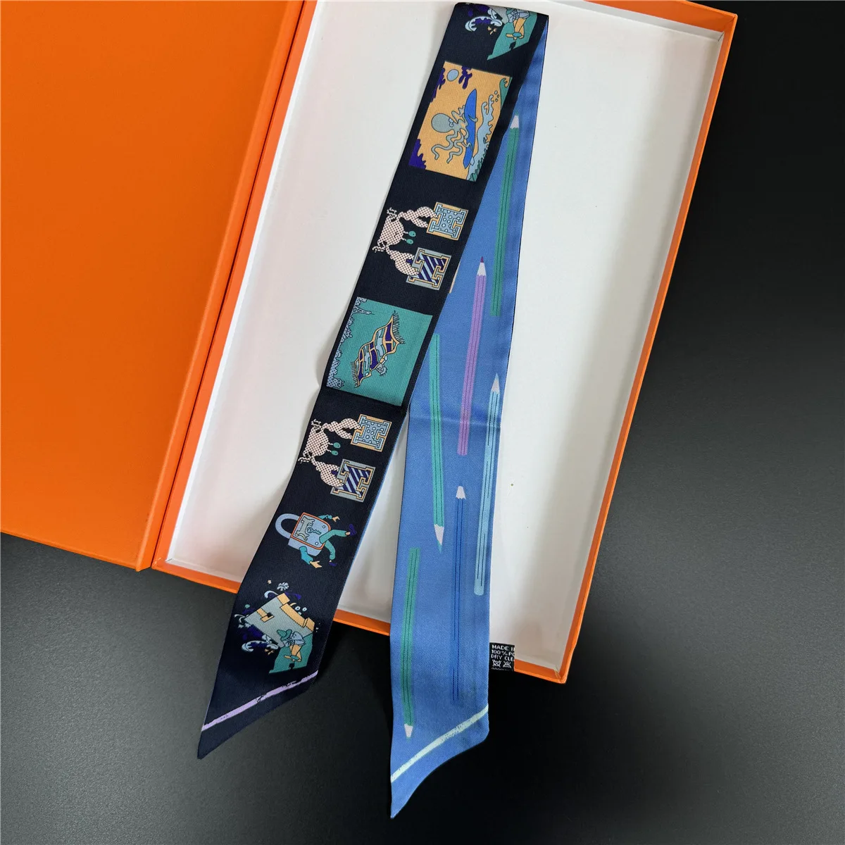 2024 브랜드 디자인 능 직물 100% 실크 스카프 럭셔리 패션 스카프 여성 풀라 스키니 가방 스카프 새로운 핫 Neckerchief 머리 머리띠