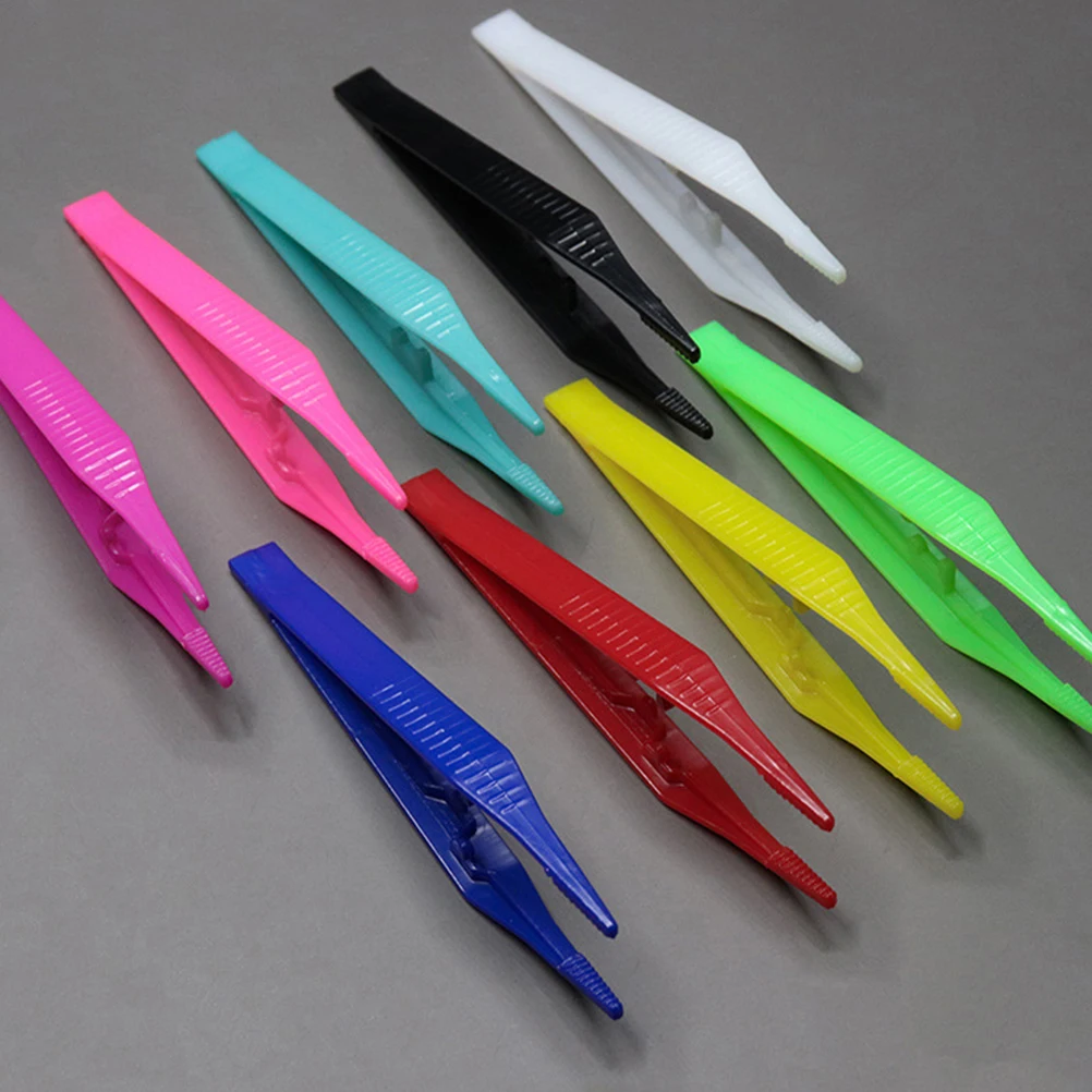 24pcs Disposable Plastic Beauty Tweezers Makeup Clips False Eyelashes Easy Clean Multi Color Tools eyelash glue eyelid