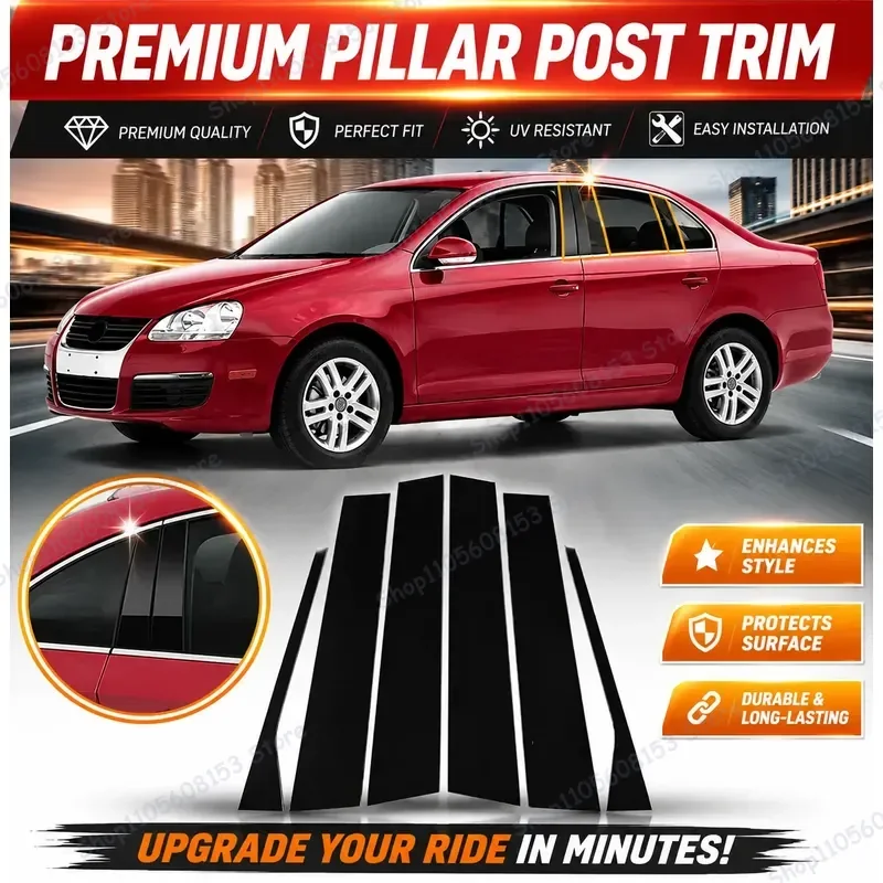 For Volkswagen Jetta MK5 2006-2010 L R Window Trim Side Door Window Pillar Middle Column Sticker Car Exterior Decorative Trim