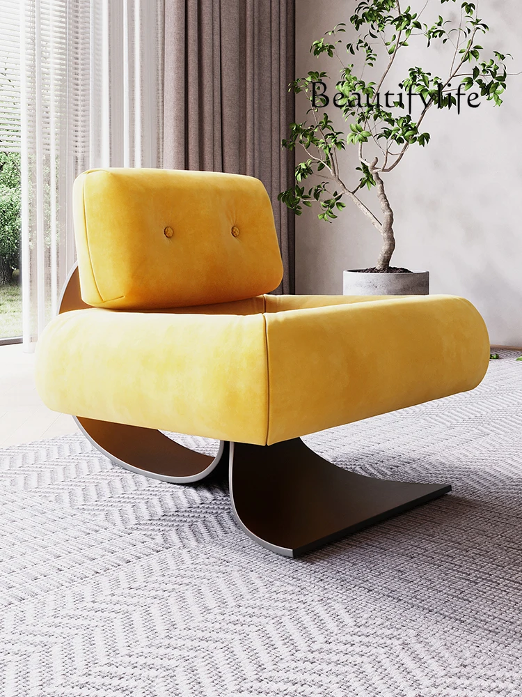 Italian Minimalist Fabric Leisure Chair Designer Skin Feeling Emery Fabric Lazy Bone Chair Single Sofa