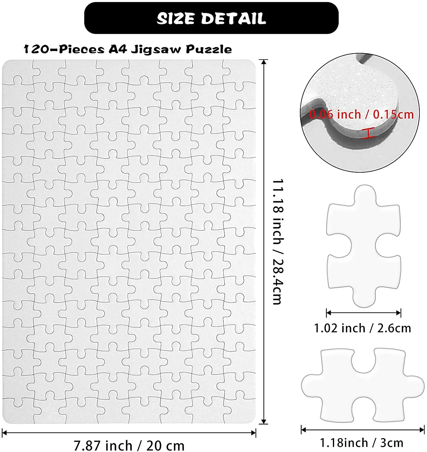 100Sets Sublimation Blank Puzzle 120pcs A4 Jigsaw Puzzles DIY Make Your Own Puzzles Best Gift for Birthday Children's Day