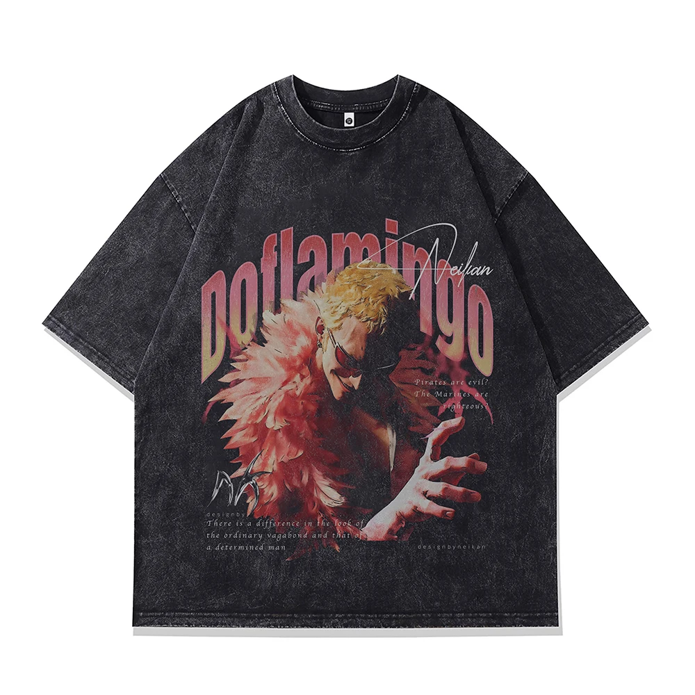 

Мужские винтажные футболки с аниме-принтом, готические, в стиле панк, хип-хоп, оверсайз, с коротким рукавом, хлопковые топы, уличная одежда, летние футболки