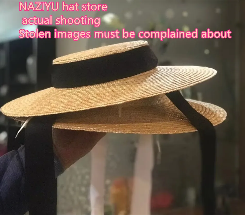 Puppet map must be complained summer natural handmade  straw leisure beach LONG ribbon lady fedoras STRAW cap  women PAPER hat