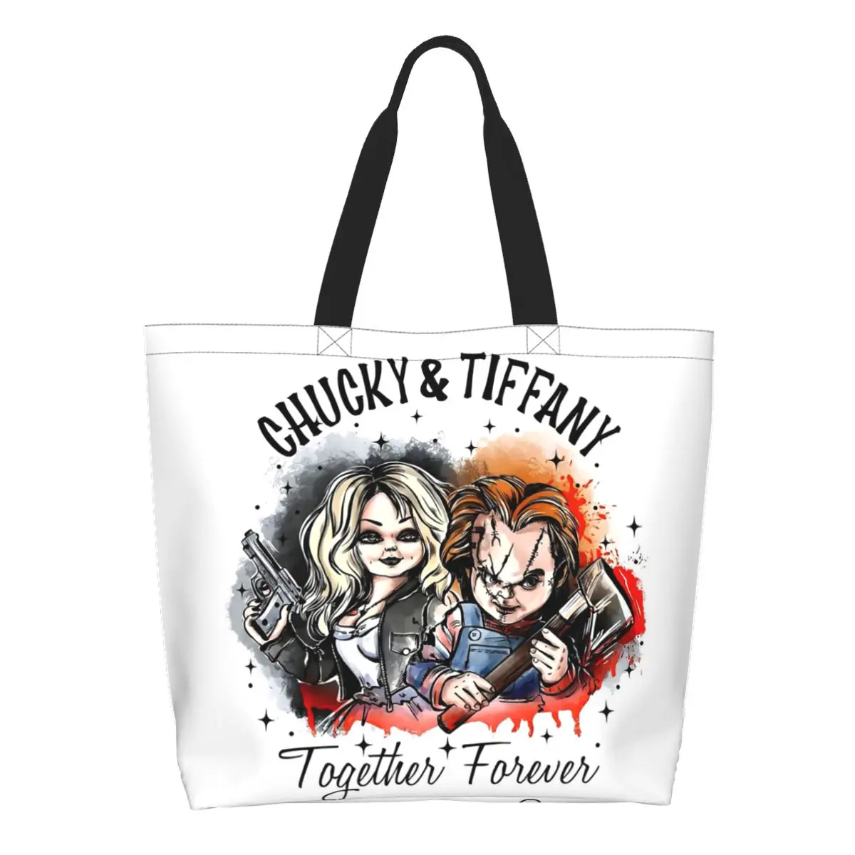 Image of Bride Of Chucky Tiffany Horrorfilm-Einkaufstasche aus Segeltuch, große Kapazität, Umhängetaschen, Shopper, Einkaufstasche für Damen