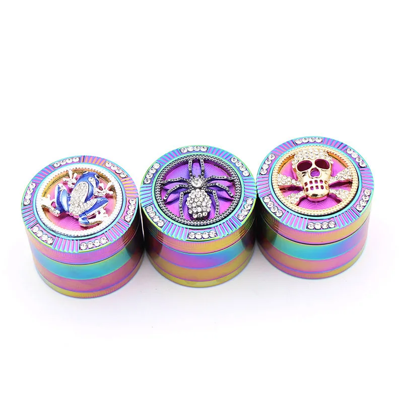 52mm Herb Metal Grinder 4-layer Iridescent Tobacco Grinder Spice Miller Crusher Zinc Alloy Smoke Accessories