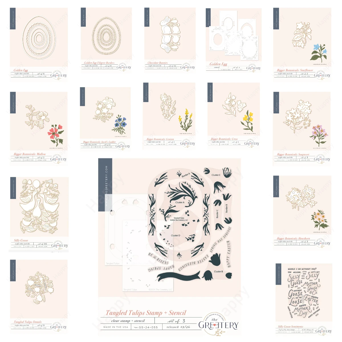 

2026New Tangled Tulips stamp + stencil Metal Cutting Dies for DIY Craft Greeting Card Scrapbooking Decoration Embossing Template