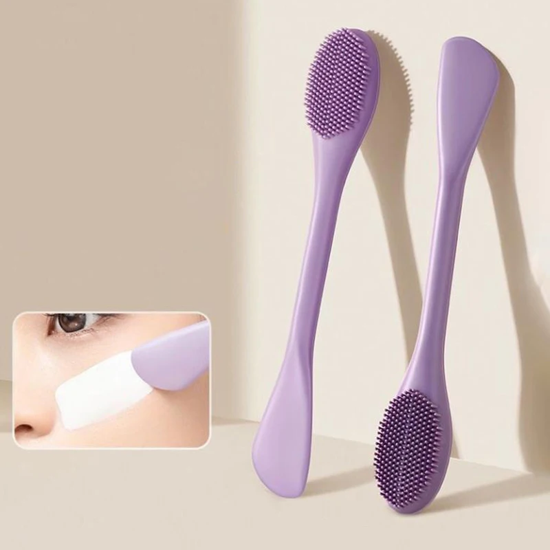 Spazzola per la pulizia del viso in silicone a doppia testa Applicatore per maschera facciale Spazzola per trucco per la cura della pelle delle donne