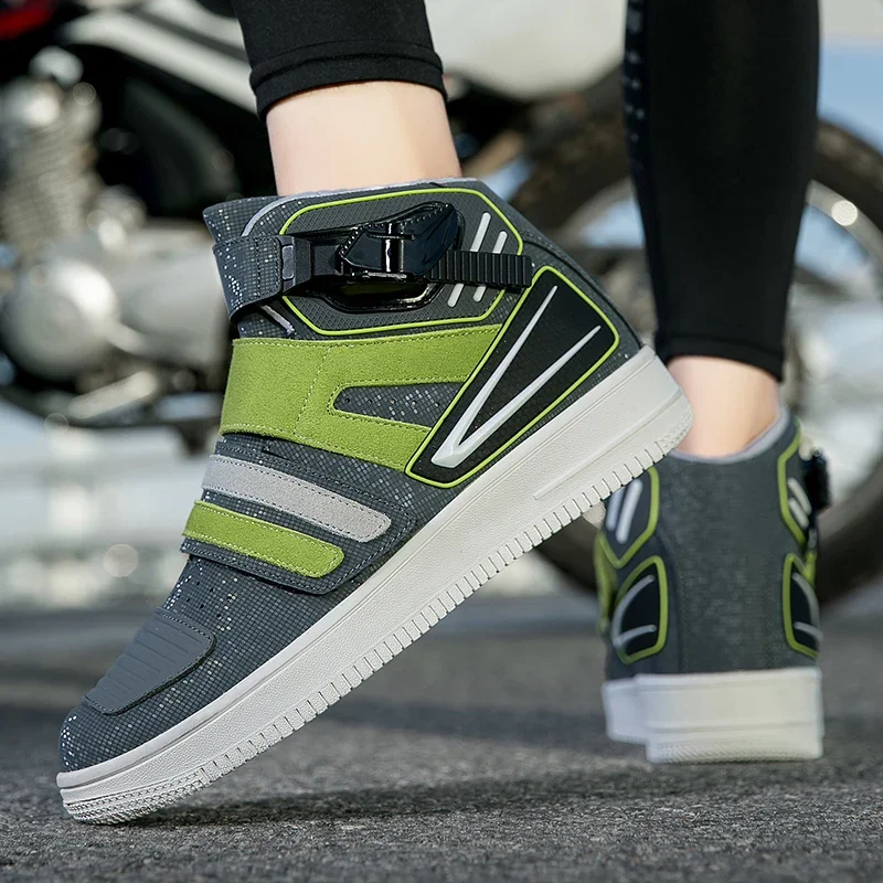 Износостойкие мотоциклетные ботинки с высоким берцем, новинка 2024, мужская и женская мотоциклетная обувь, Нескользящие мотоциклетные ботинки, Уличная обувь для езды на мотоцикле