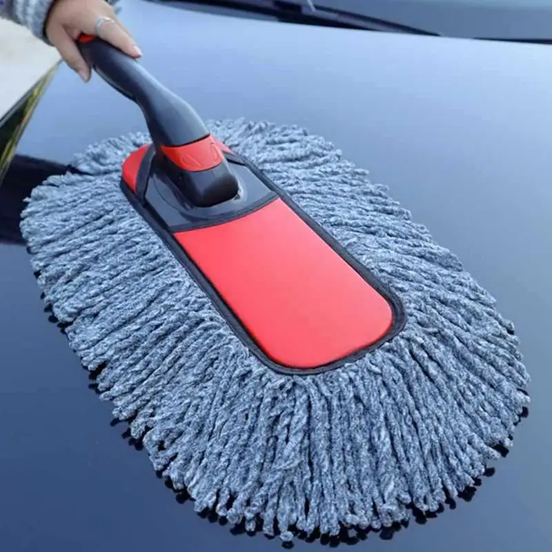 

Комплект из 2 автомобильных тряпок из микрофибры, регулируемая телескопическая швабра для чистки автомобиля, нескользящая ручка, моющийся инструмент для автоматической пыли