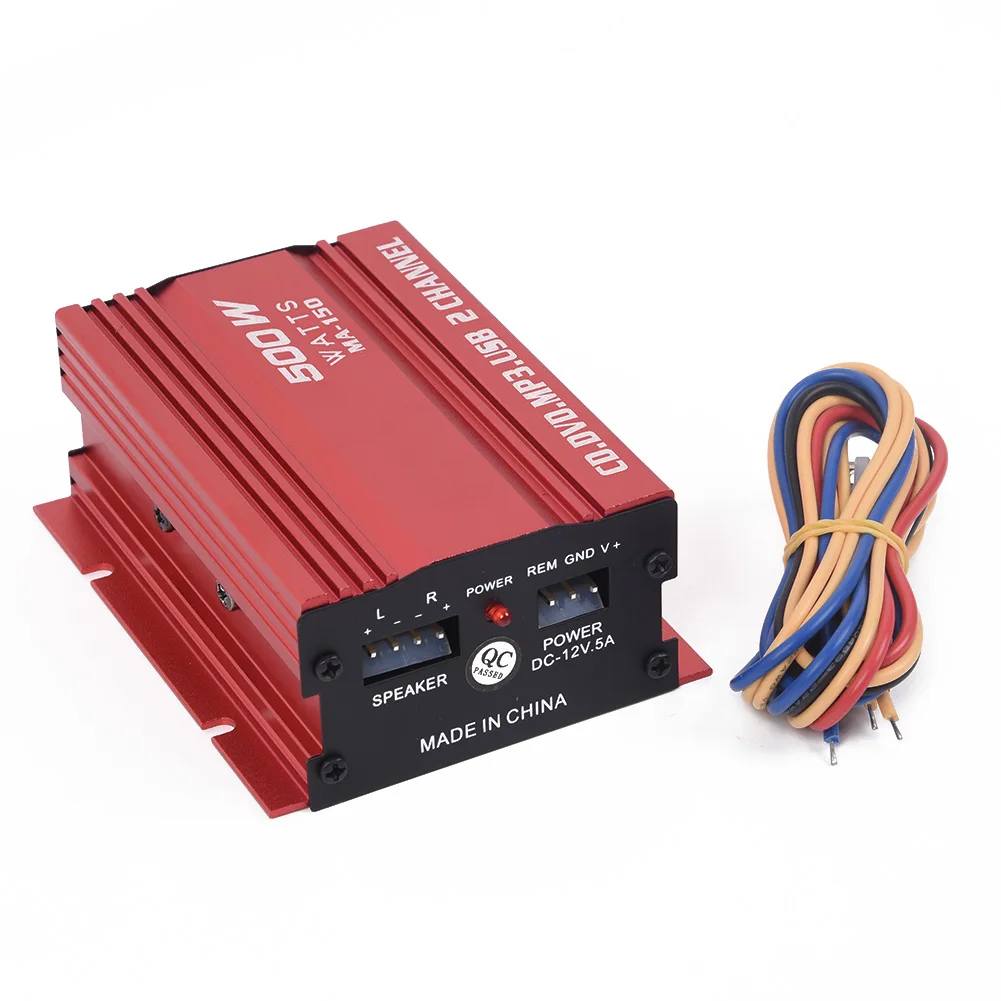 Output Cable Cable Overload Protection DC 9~14V Overheating Protection Red 12V Stereo 2 Channels Subwoofer New