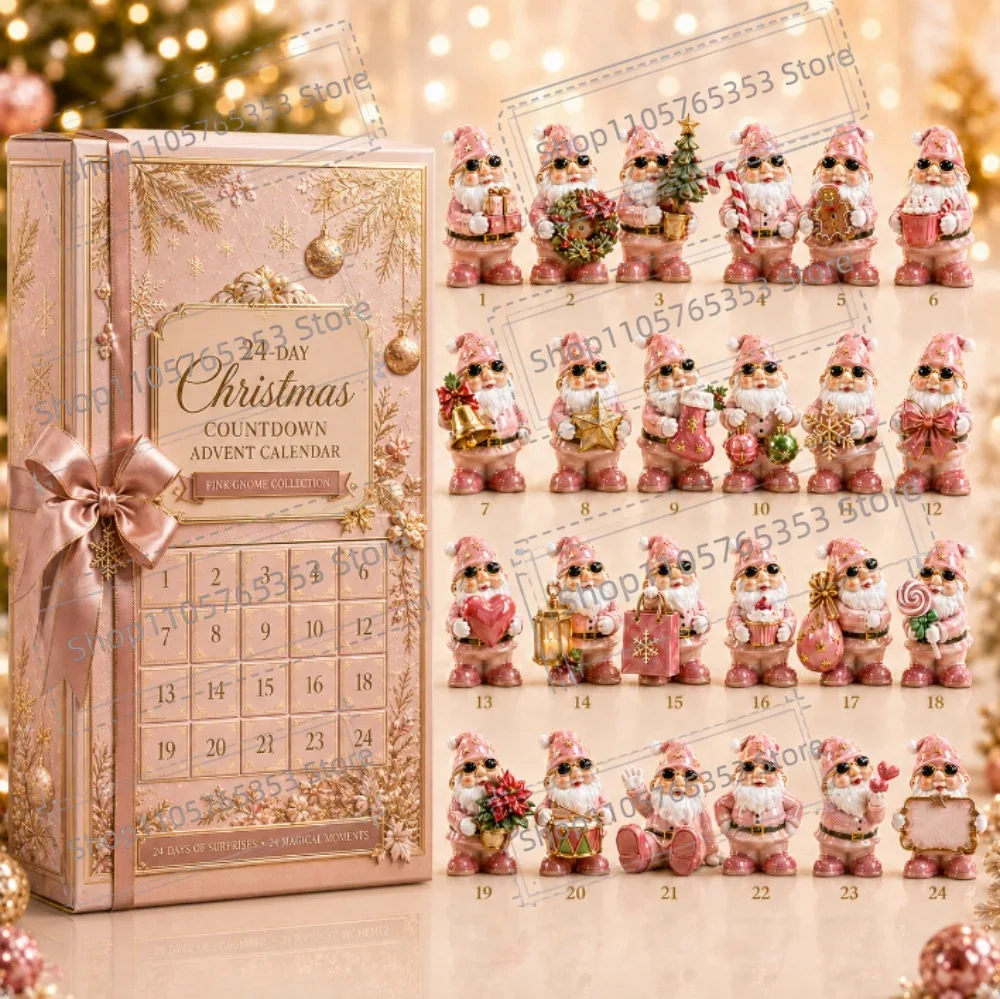 2026 Gnome Weihnachts-Countdown-Kalender 2D Acryl Flache Gnome Adventskalender 24 Tage Ornamente Weihnachts-Countdown-Kalender Partygeschenke