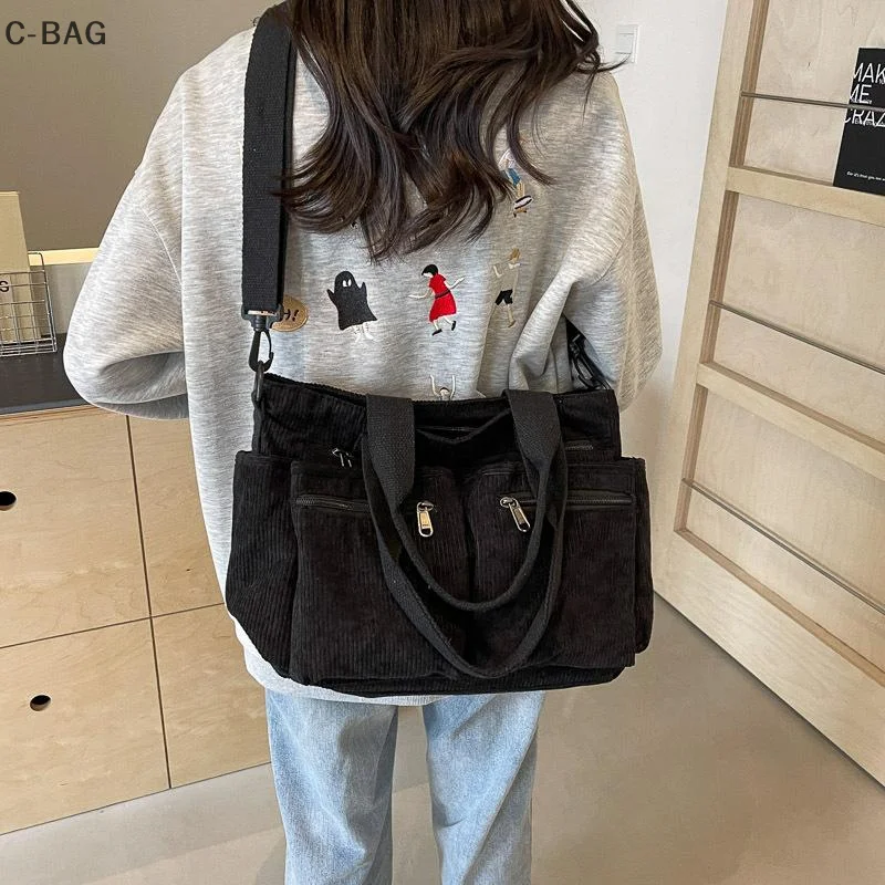 

Trendy Females Corduroy Commuter Bag, Large Capacity Shoulder Bag, Minimalistic Korean Tote, Ideal Women's Gift