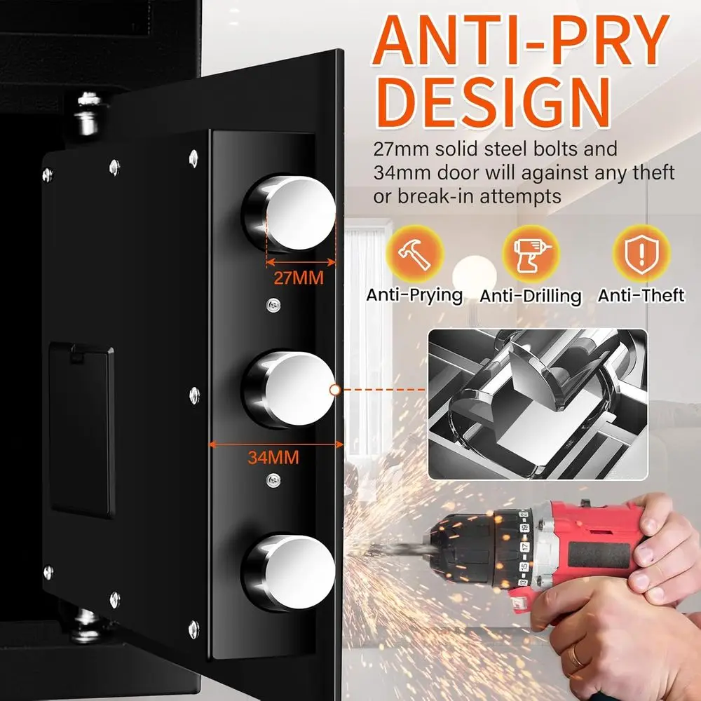 Cassaforte Robusta con Tastierino Digitale, Slot per Accesso Rapido e Chiave di Riserva per Uso Commerciale e Domestico