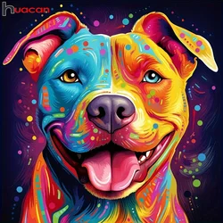 Huacan Full Diamond Painting Animal Diy Diamond Mosaic Colorful Dog Art Gift Set Rhinestone Pictures Wall Decoration