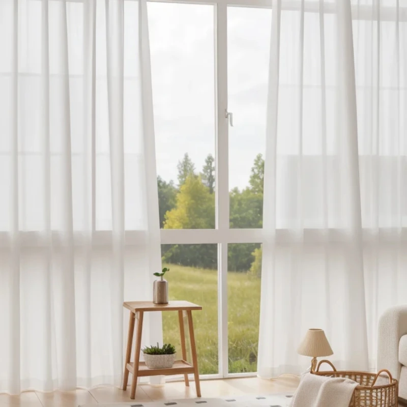 ستائر شفافة بيضاء من الدرجة المعماري لغرفة المعيشة وغرفة النوم ونافذة ديكور الفوال - تحكم دقيق في الإضاءة للنوافذ البسيطة #4