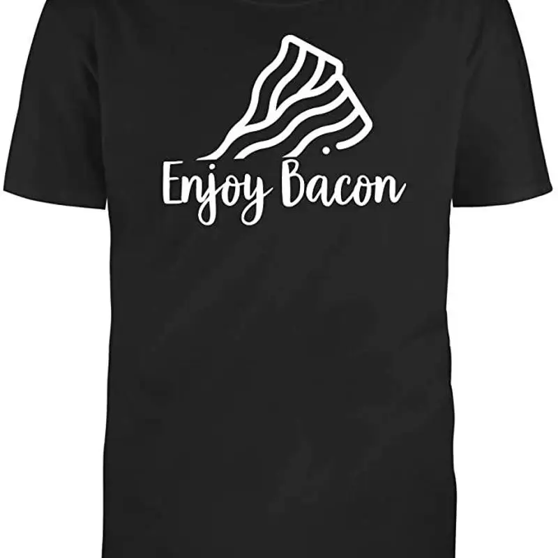 

Черная хлопковая футболка с короткими рукавами Enjoy Bacon, новинка, саркастическая футболка