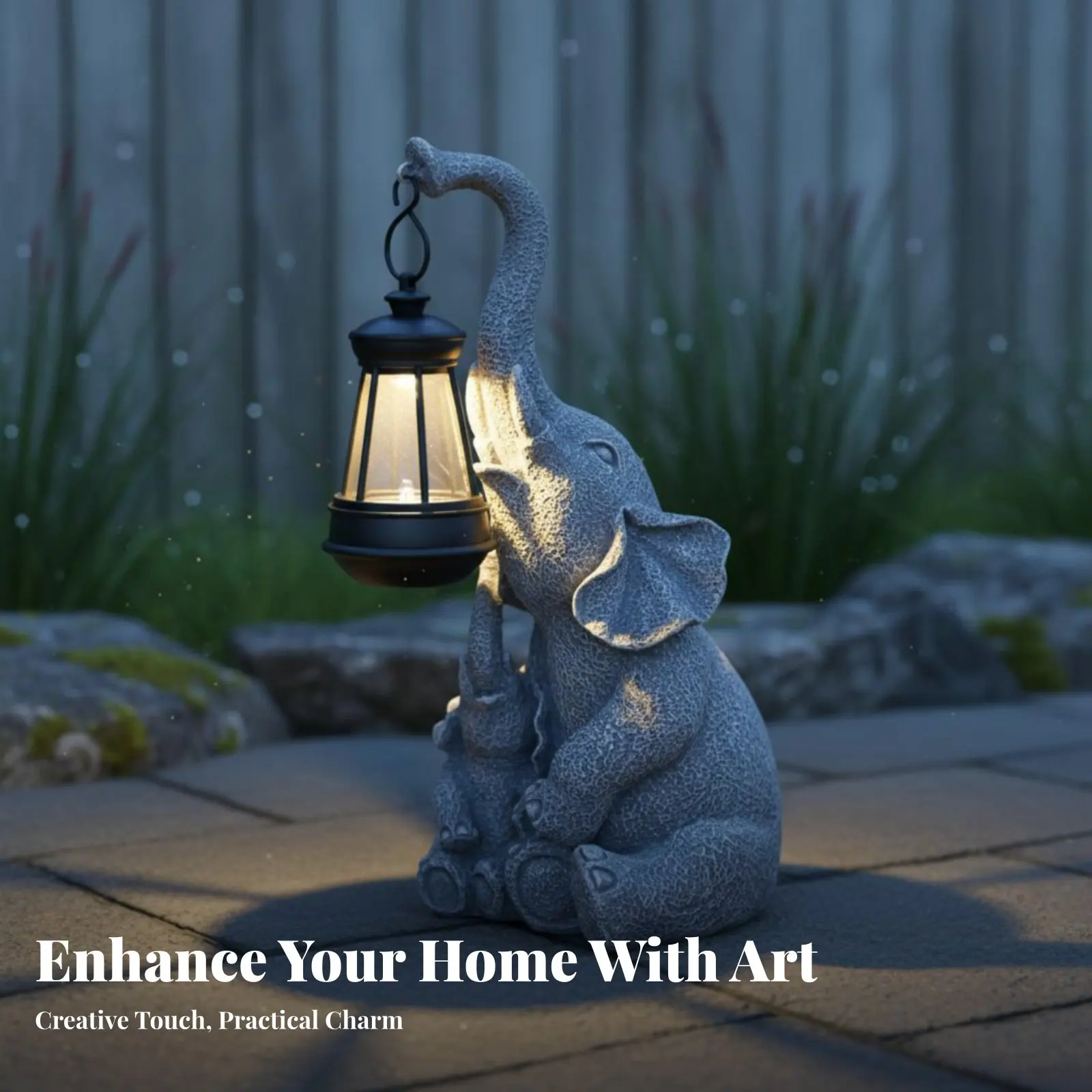 Solar Garden Elephant Lamp Energy Saving Solar Elephant Lamp Outdoor Decoration No Wiring Required Auto On/deactivate for Patio view 3