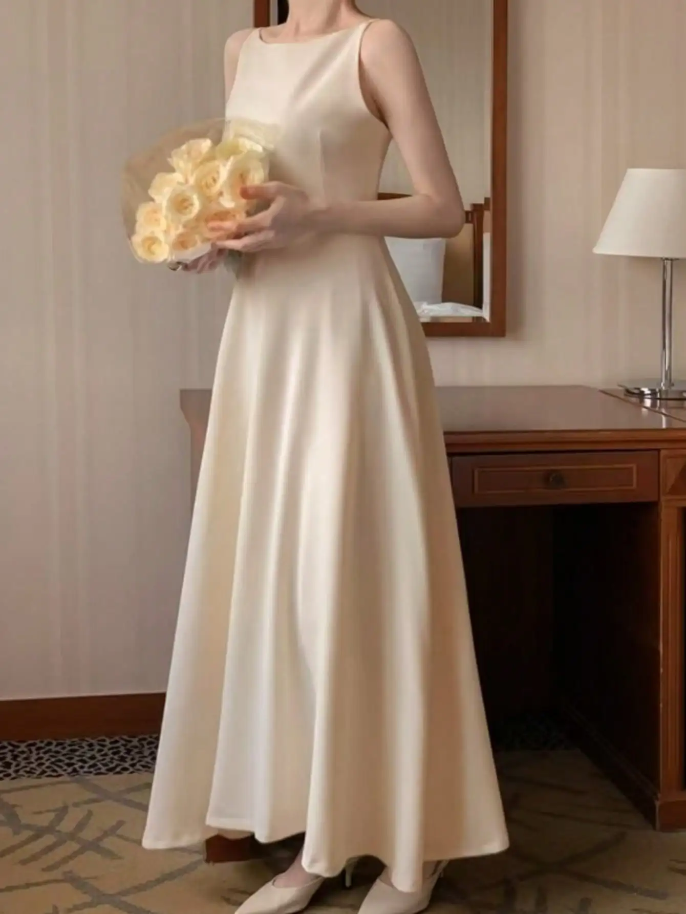Vintage Elegant Women Spaghetti Straps  Wedding Guest Dress Spring Summer Vestidos A-line Clothes French Evening Party Slim Robe