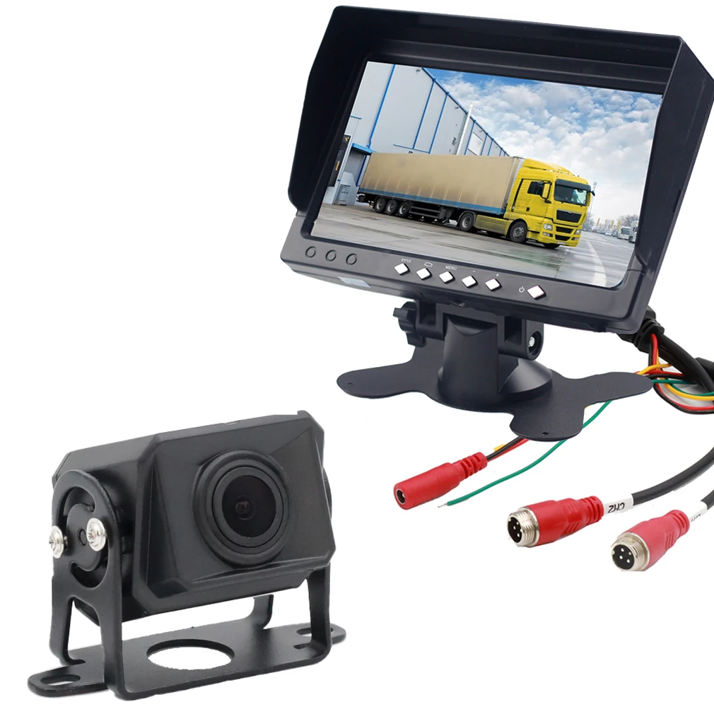 7'' AHD 1024X600 IPS Monitor+1080P IP69 Rearview Reverse Camera For Truck Bus trailer RV Car Wired Backup Camera Kit