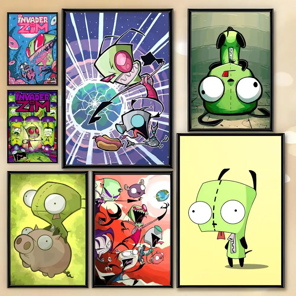 Cartoon L-Invader Zim Poster HD Art Sticky Wall Room Decor Home Waterproof Home Living Bar Aesthetic Decoration