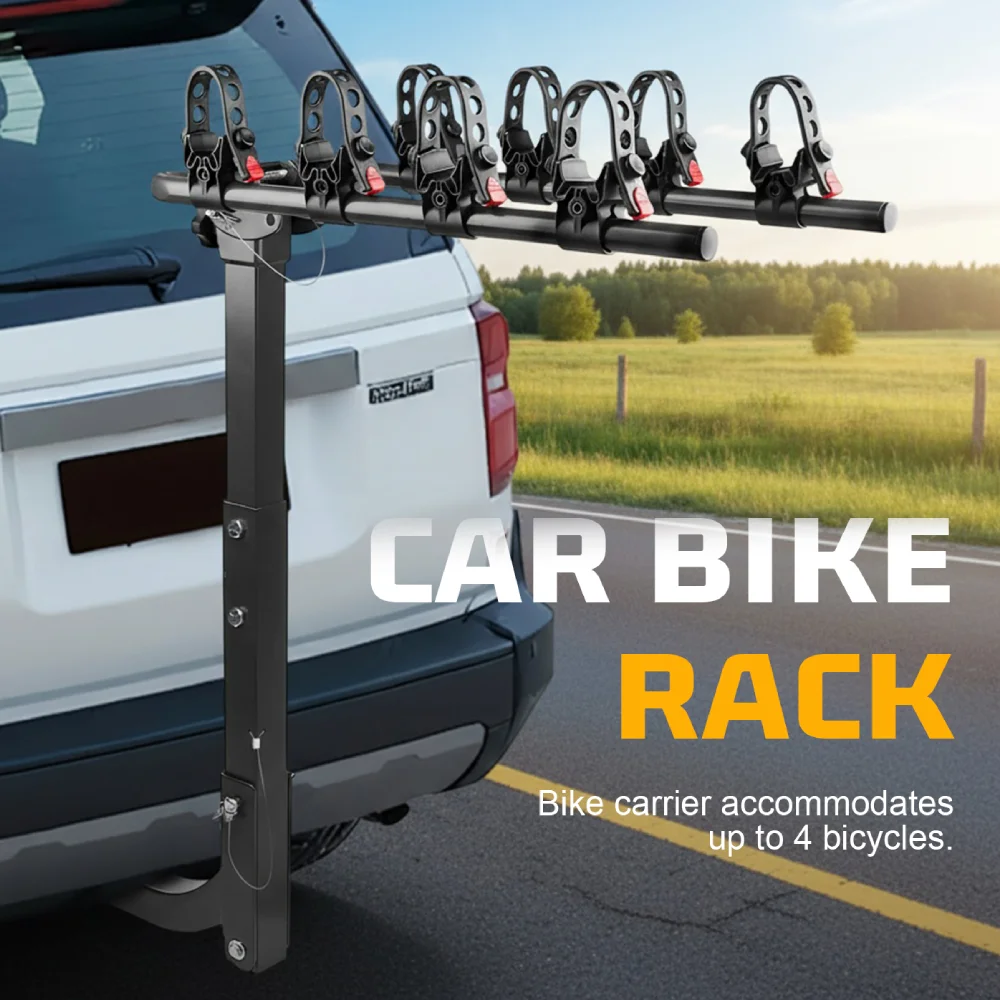 

Foldable Car Trunk Bike Rack Auto Bicycle Rack Carrier 4 Bikes Trunk Mount Quick-Folding Arms for Cars Trucks SUVs Minivans
