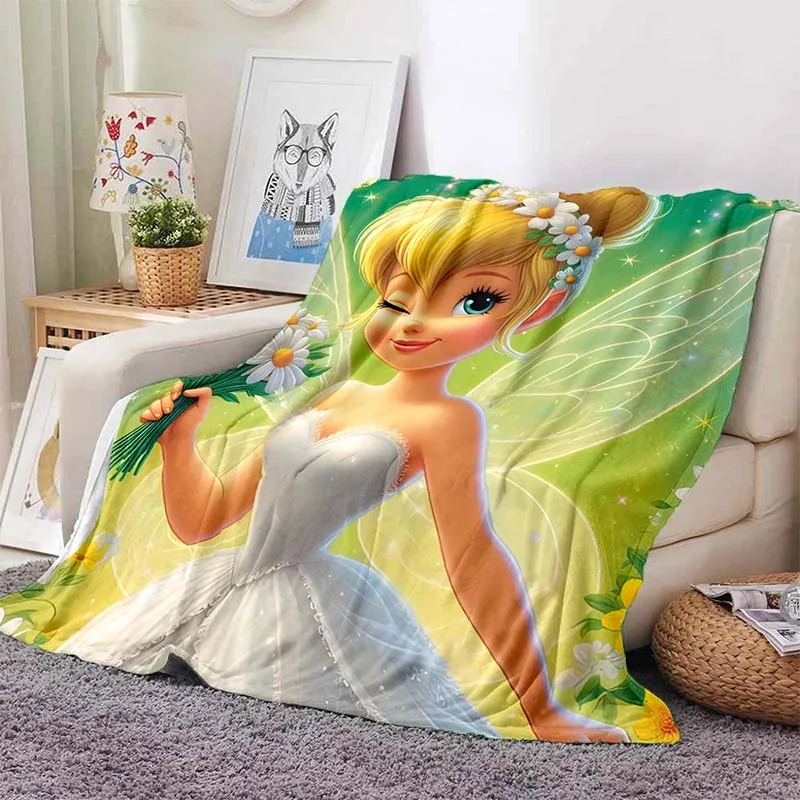 Disney Tinker Bell Printed Blanket for Home Travel Soft and Comfortable Blanket for Adults and Children Cartoon Warm Blanket