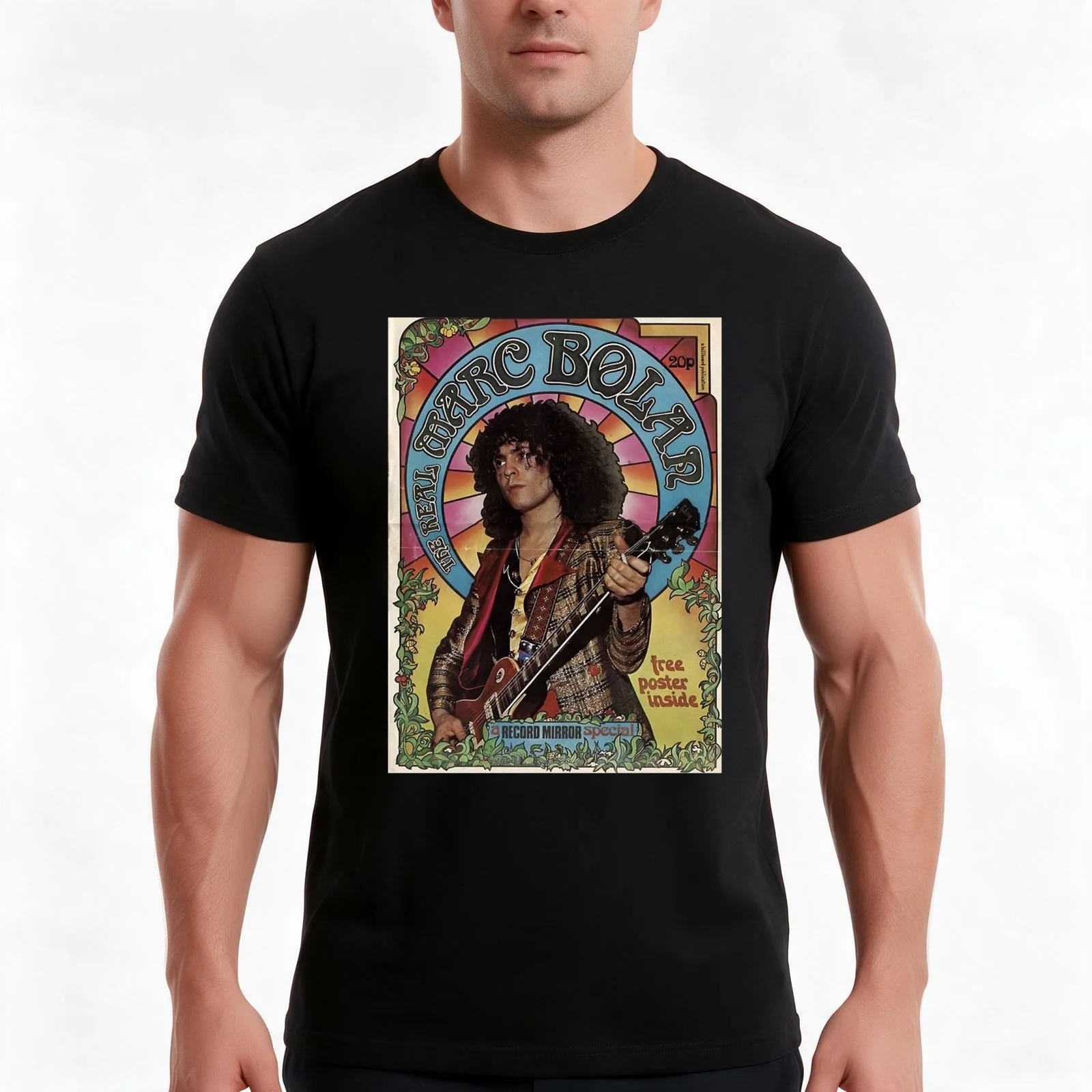 Marc Bolan T-Shirt, Summer Casual Cotton Tee, Oversized Streetwear Tops, Vintage Graphic Print, Loose Fit Short Sleeve