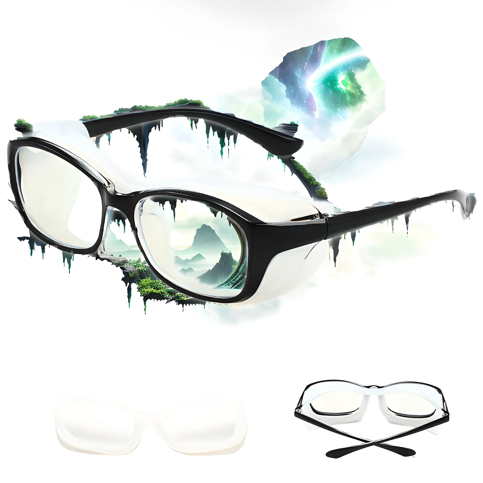 

Anti Pollen/Splash Safety Goggles Small Square PC Lens Blue Light Blocking Glasses Windproof Seal Silicone Shield Eyewear