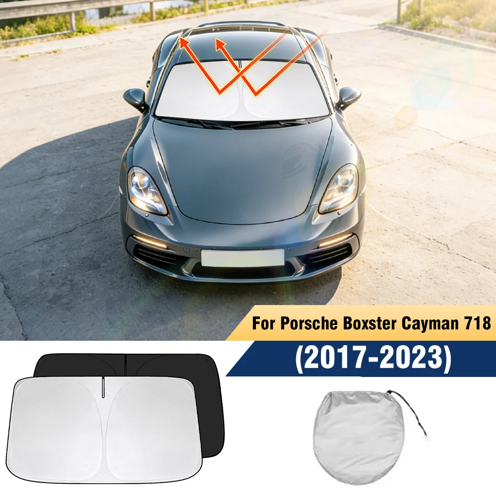 for Porsche Boxster Cayman 718 Windshield Sunshade Visor Protector Foldable UV Ray Block Car Interior Accessory for 2017-