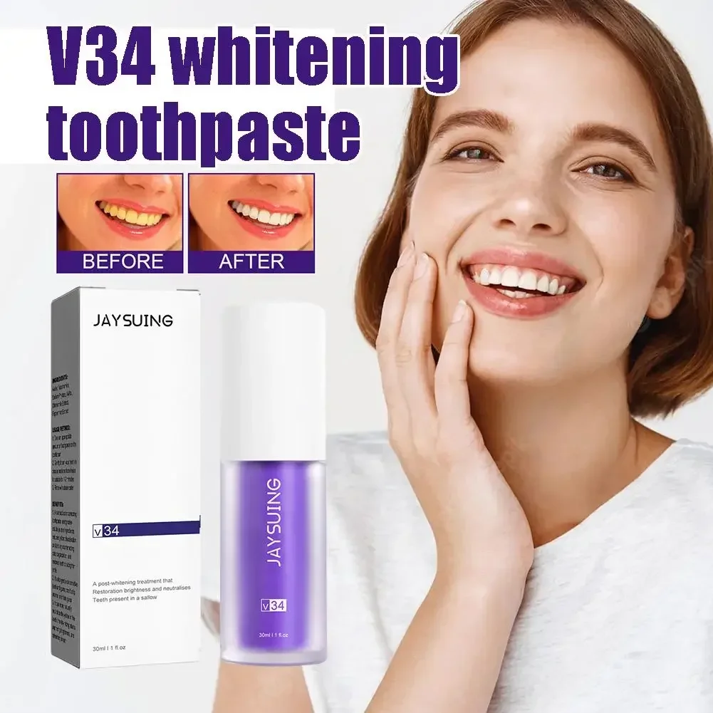 

30ml Dental Remove Plaque Stains Care Toothpaste Tooth Purple V34 Color Corrector Teeth Whitening Serum