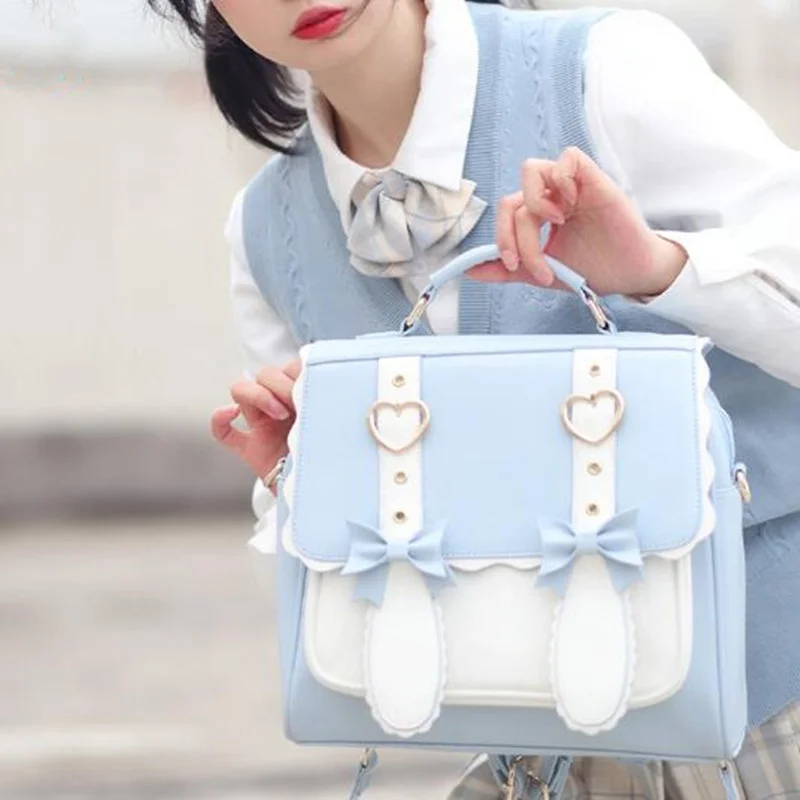 

Cute Lolita Japanese Style Backpack for Young Girls Kawaii Uniform School Bag Small Travel Wings Daypack Women Ita Purse