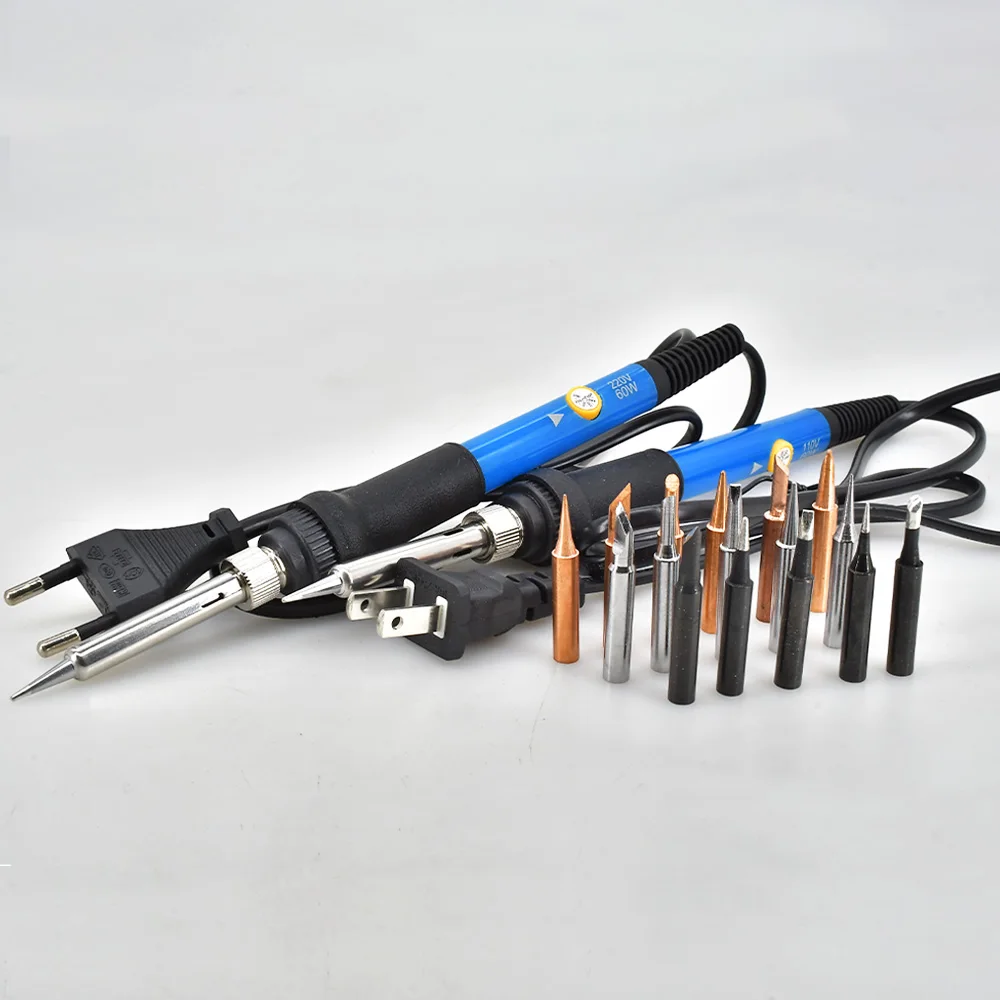 US/EU Electric Soldering Iron Set Adjustable Temperature 220V 110V 60W Heat Tool and Internally Heated Welding Nozzle Solder Tip