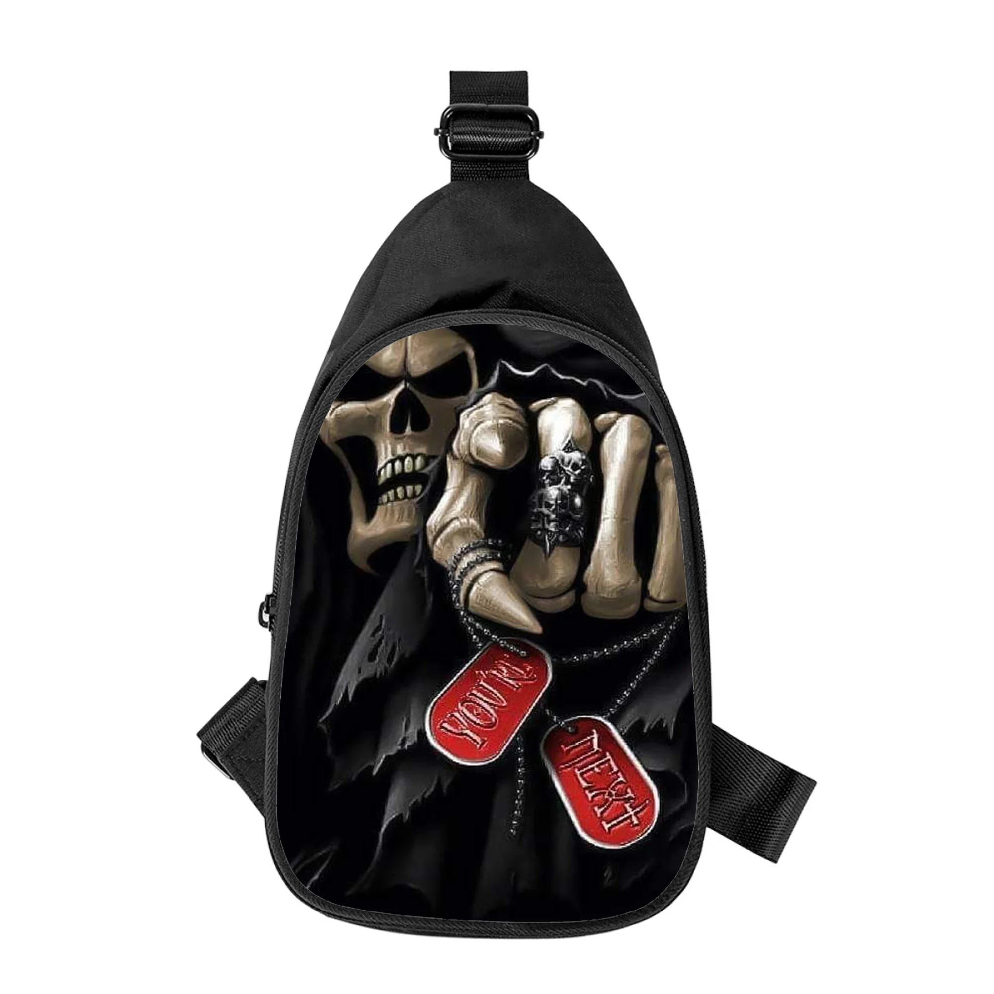 Bolso de pecho cruzado con estampado 3D de esqueleto grim Reaper para hombres y mujeres, bolso de hombro en diagonal, paquete de cintura escolar para marido, paquete de pecho para hombres, nuevo