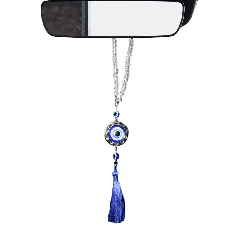 Evil Eye Car Accessories Blue Beaded Decor Rear View Mirror Suncatchers Blue Evil Eye Protection And Good Luck Charm Chandelier