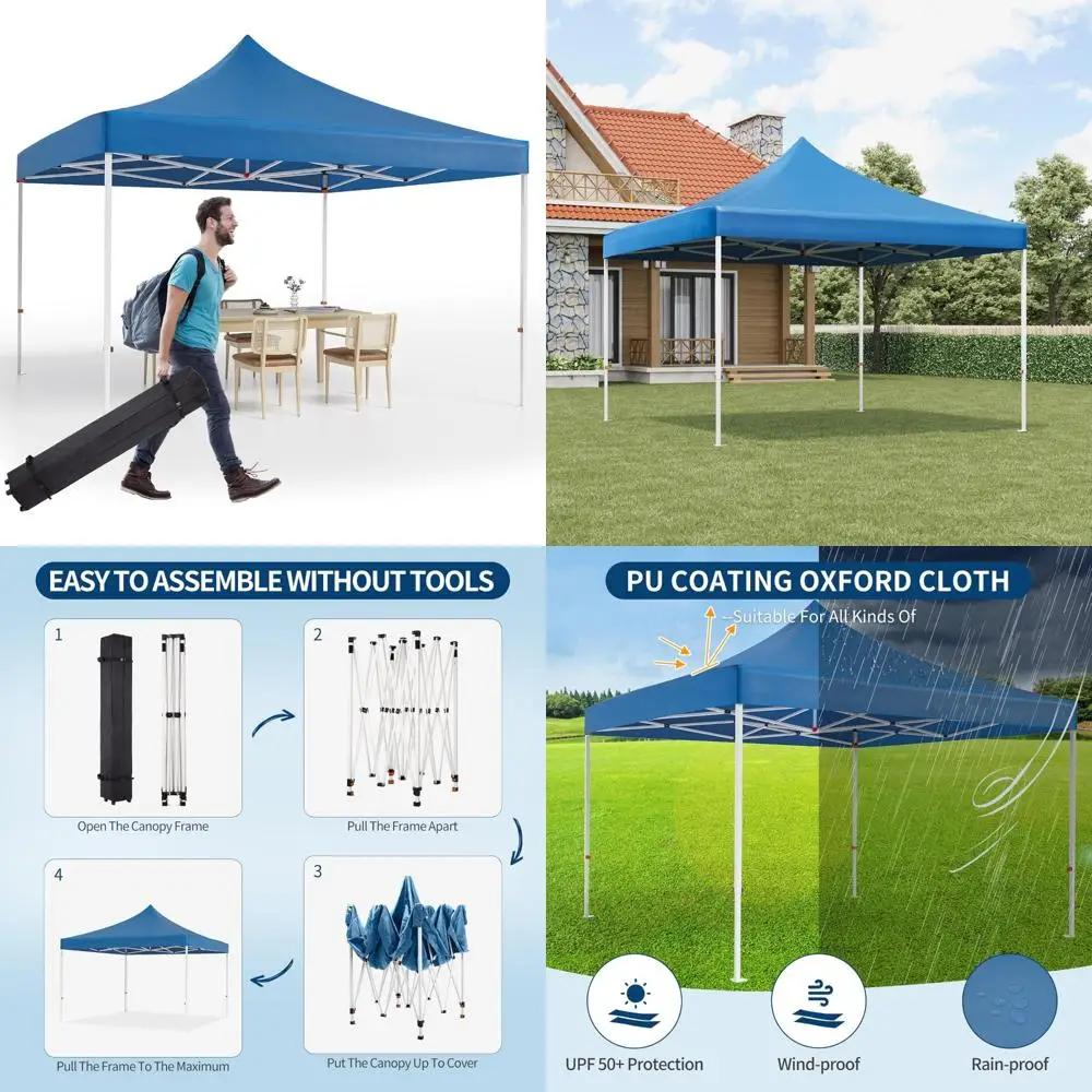 

Heavy Duty 10x10 Pop Up Canopy with UV Protection and Waterproofing for Outdoor Events, Patio, and Backyard Use