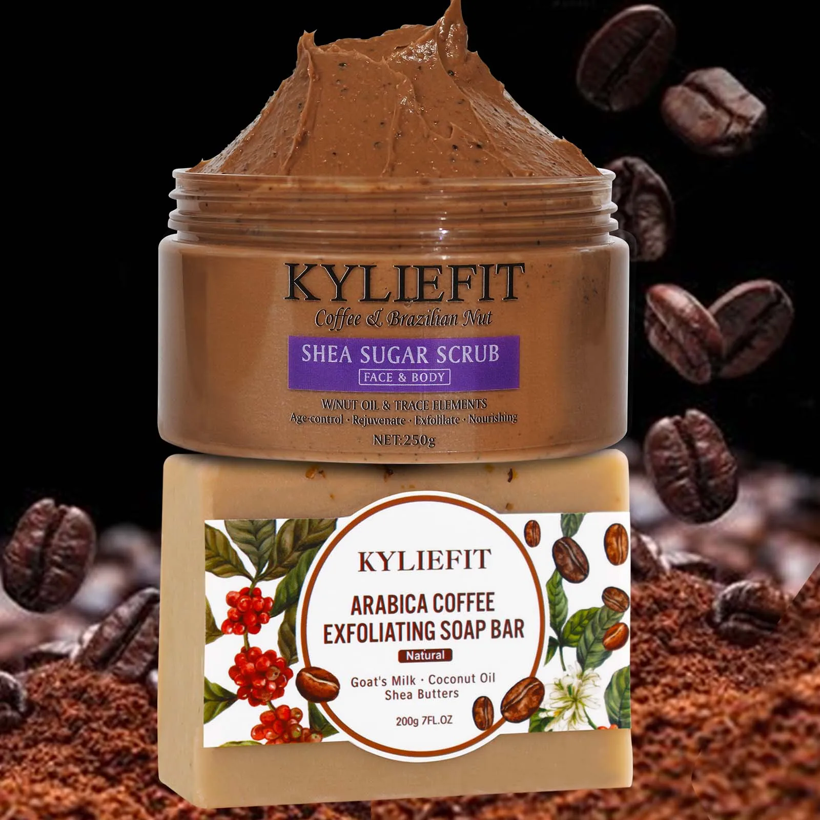 KYLIEFIT Moisturizing and Exfoliating Body, Face, Hand, Foot Scrub, Clean Skin, Brightening, Great Gifts For Women & Men