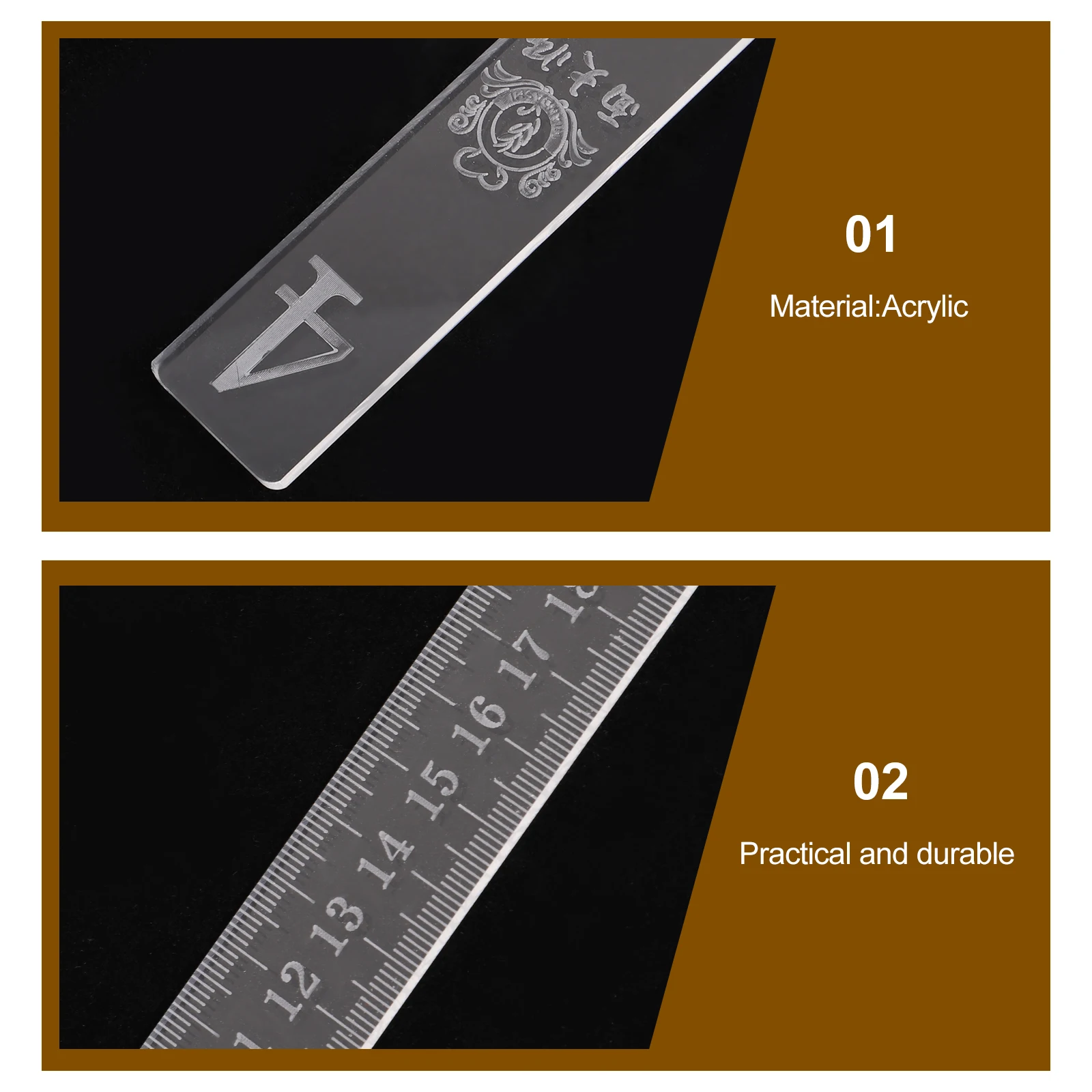

2 Pcs Acrylic Baking Measuring Rulers 4mm Thickness Guides for Dough Tools Pizza Kitchen Clay Pastry Non Rolling Cookie Balance