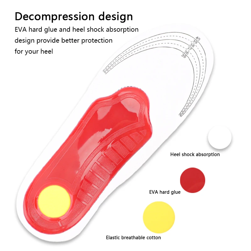 1Pair Arch Support Plantar Fasciitis Shoes Insoles Flat Foot Orthopedic Insole Men Women EVA Shock absorbing Non slip Shoe Pads