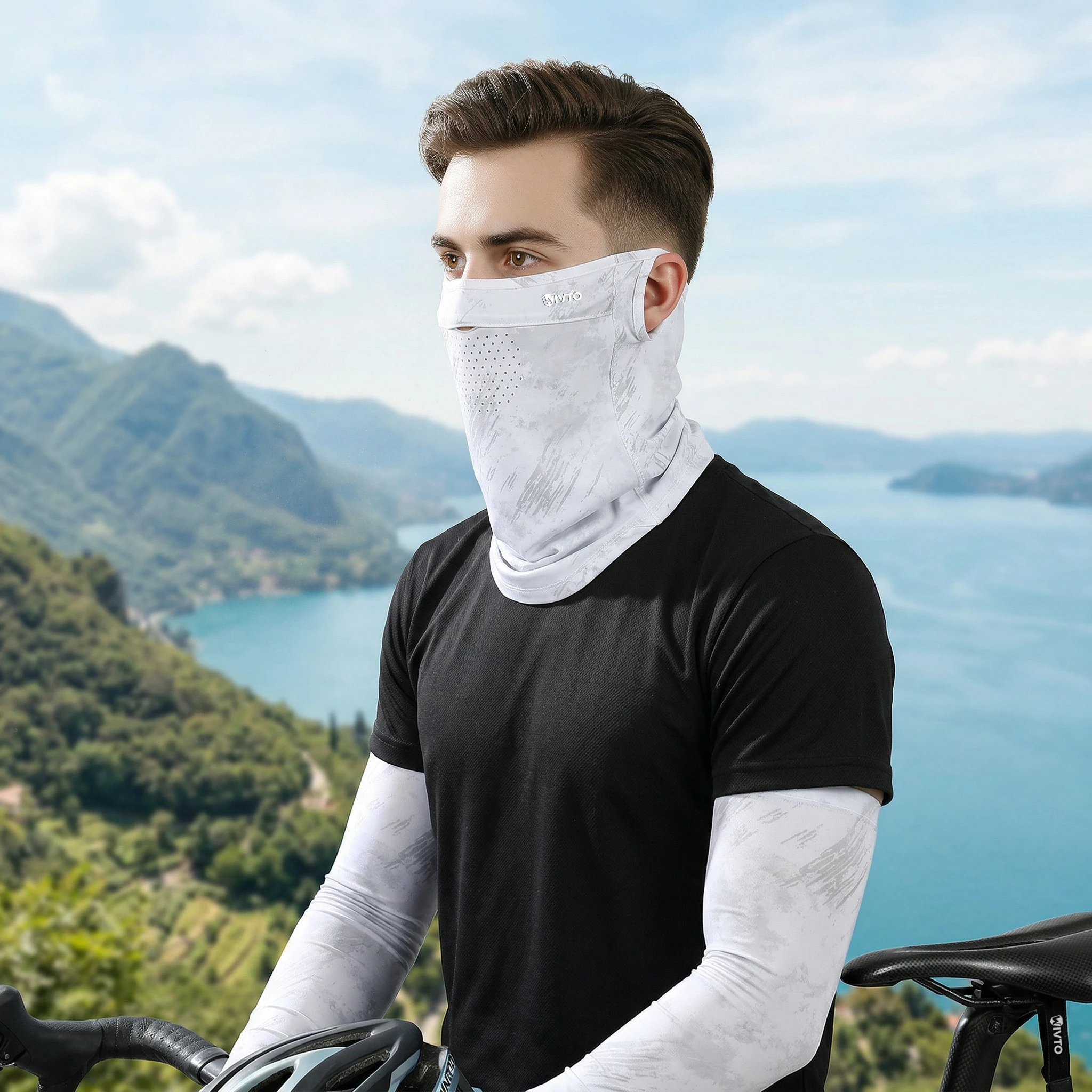 Sommerliche Sonnenschutzmaske aus Eisseide für Damen und Herren, Elastische Atmungsaktive Halbgesichtsmaske für Outdoor-Sport, Laufen, Wandern und Angeln